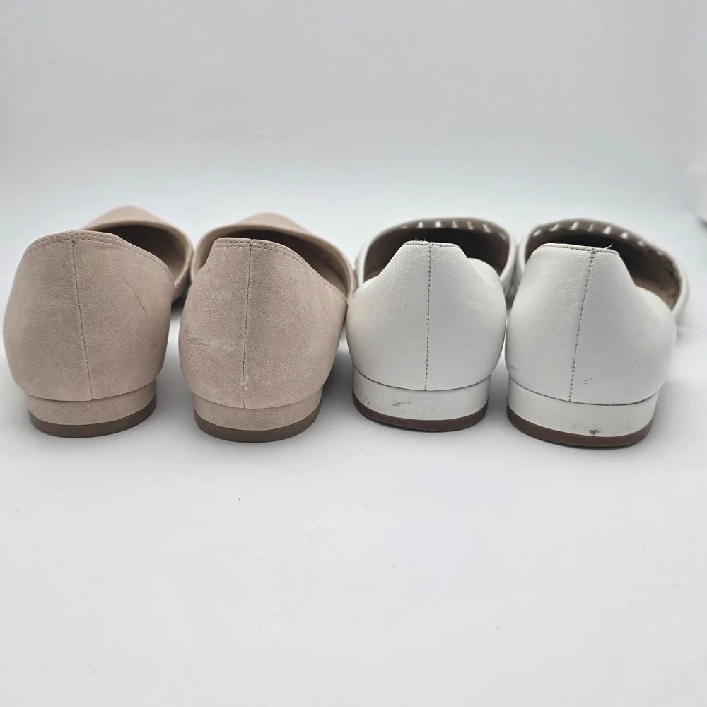 D 'Orsay Pointed Flats Bundle Women 8 Nude White Office Minimalist Neutral Shoes - Picture 7 of 14